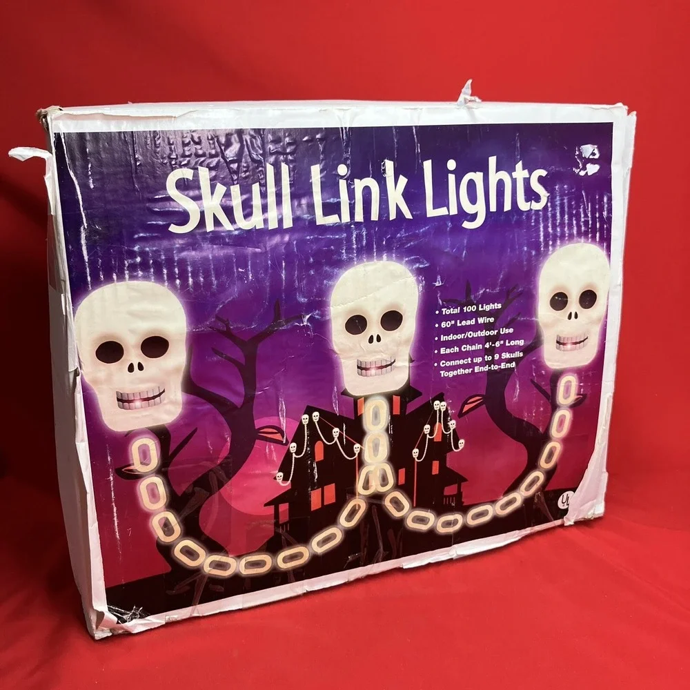 GBE Inc Skull Chain Link String Lights Hanging Halloween Skeleton
